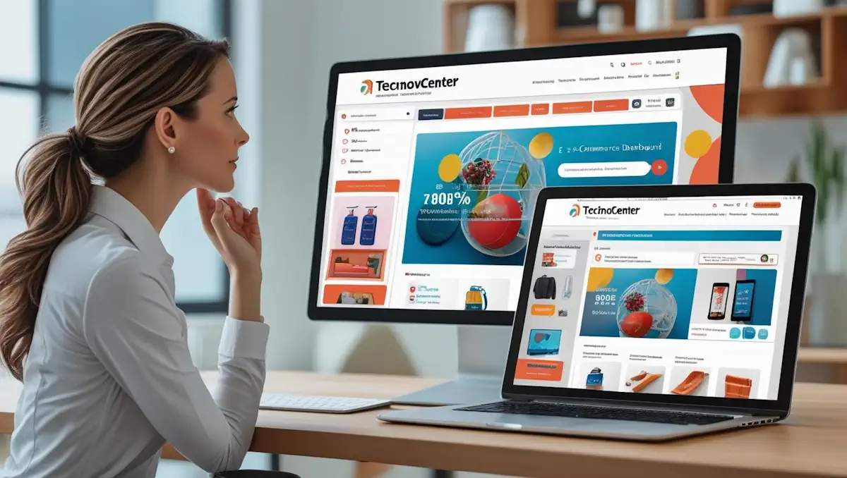 Vista del dashboard de una plataforma e-commerce en un portátil