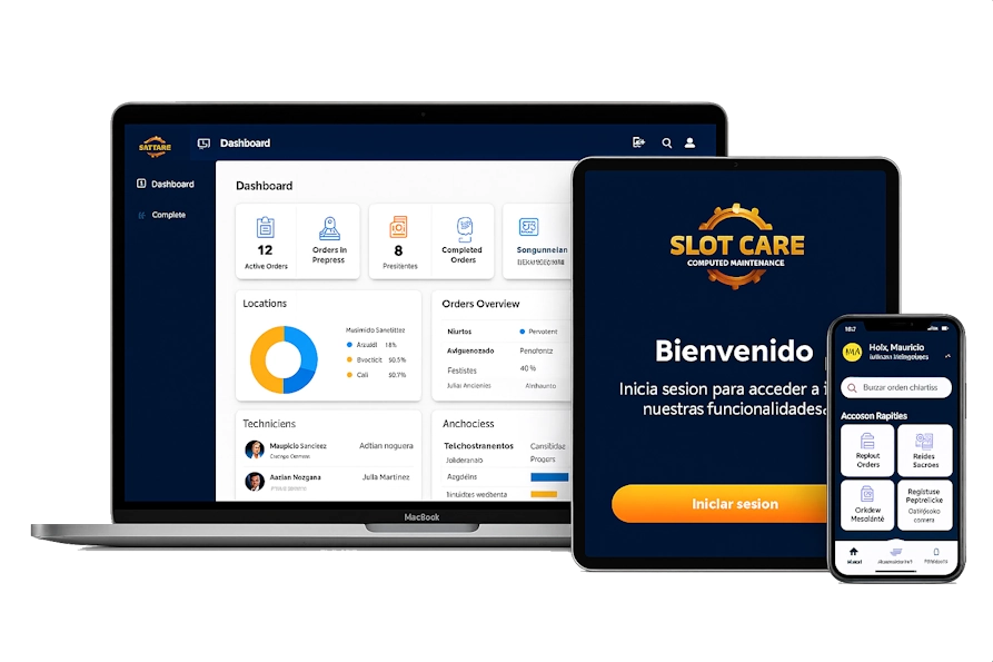 Técnico usando la aplicación de órdenes de servicio en un smartphone